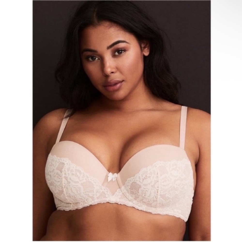 Torrid Curve Body T-Shirt Bra dusty pink lace lightly lined demi cup